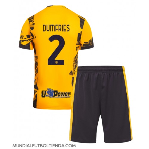 Camiseta Inter Milan Denzel Dumfries #2 Tercera Equipación Replica 2024-25 para niños mangas cortas (+ Pantalones cortos)